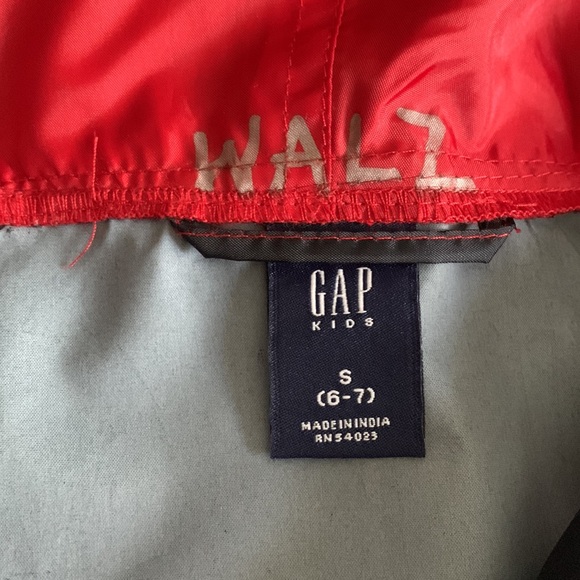 GAP Navy Blue and Red Windbreaker Jacket Hood 6/7 EUC - Picture 5 of 15